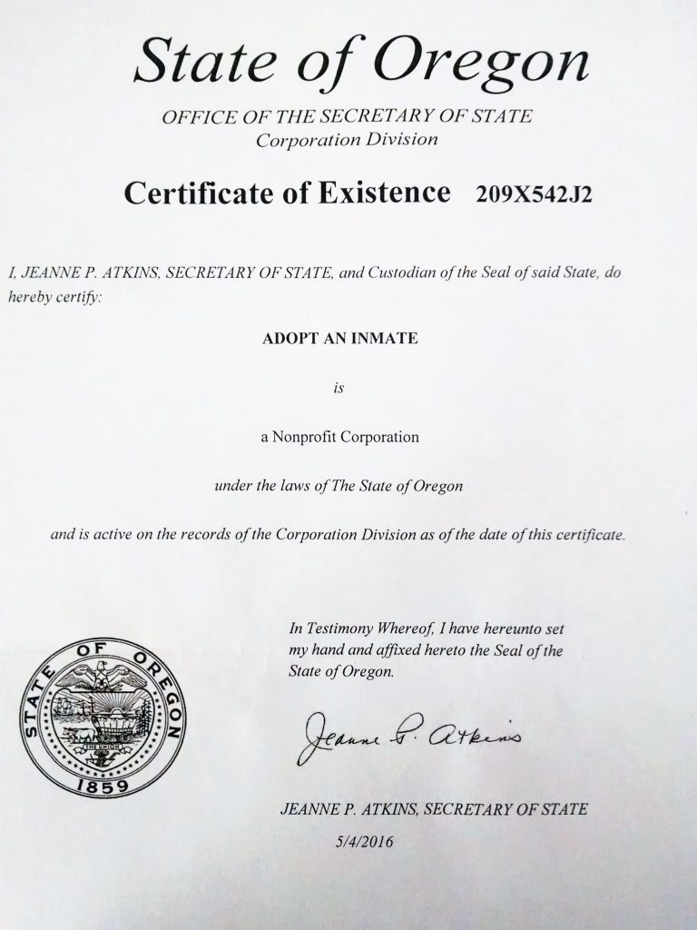 Cert of Existence from SOS